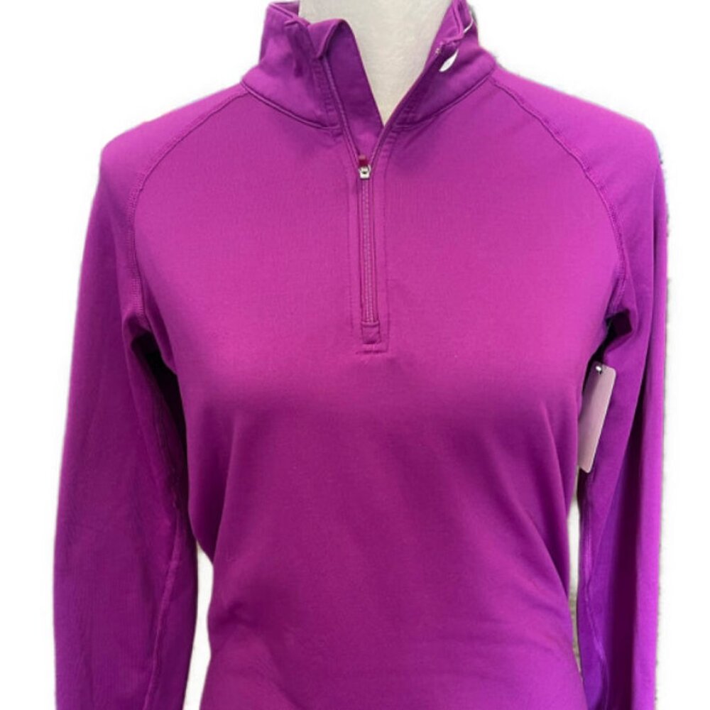 Women's Nike Pro Combat Fitted Purple Zip Pullover Size M (MAGENTA)